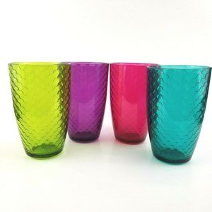 Set of 4 Circleware Hexagon Honeycomb Pattern Multicolor 16oz Glass Tumblers